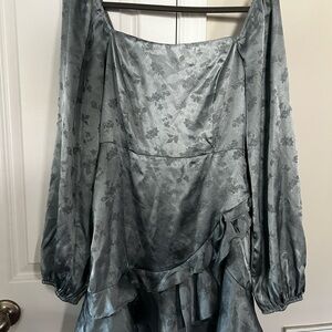 Altar'd State Blue Floral Satin Dress